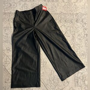NWT Spanx Leather-like Culotte Medium Black Wide Leg Crop Pants